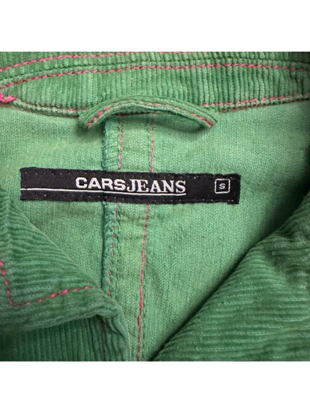 Cars Jeans Womens Green Corduroy Blazer Jacket With Pink Stitching Size S - Picture 4 of 7